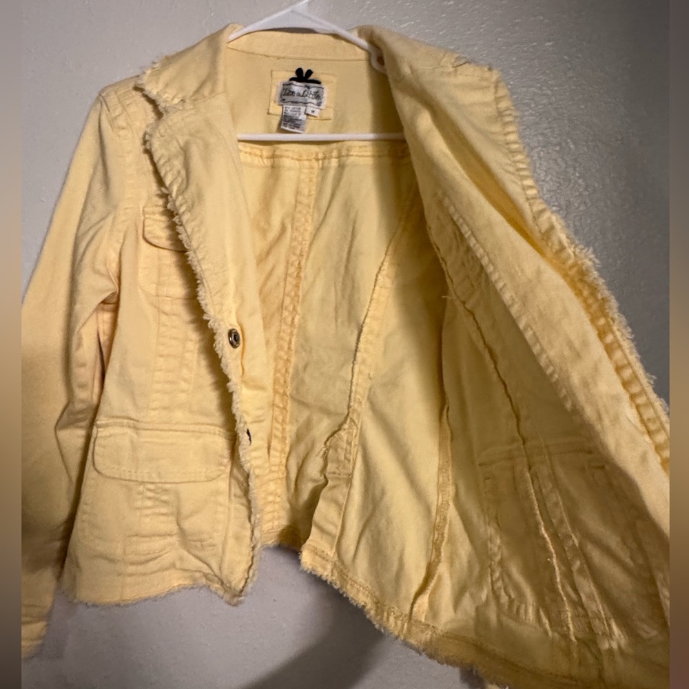 Live a Little Butter Yellow Distressed Jean Jacket - Picture 5 of 8